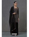 Black Faux Georgette Sequence Worked Palazzo Suit