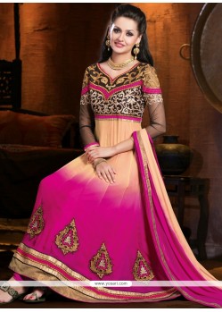 Magenta And Cream Shaded Georgette Anarkali Suits