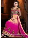 Magenta And Cream Shaded Georgette Anarkali Suits