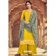 Yellow Pure Dolla Silk Jacquard Palazzo Suit