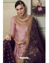 Pink And Wine Modal Satin Silk Designer Party Wear Suit
