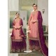 Peach And Violet Modal Satin Silk Designer Party Wear Suit