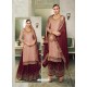 Dusty Pink And Maroon Modal Satin Silk Designer Party Wear Suit