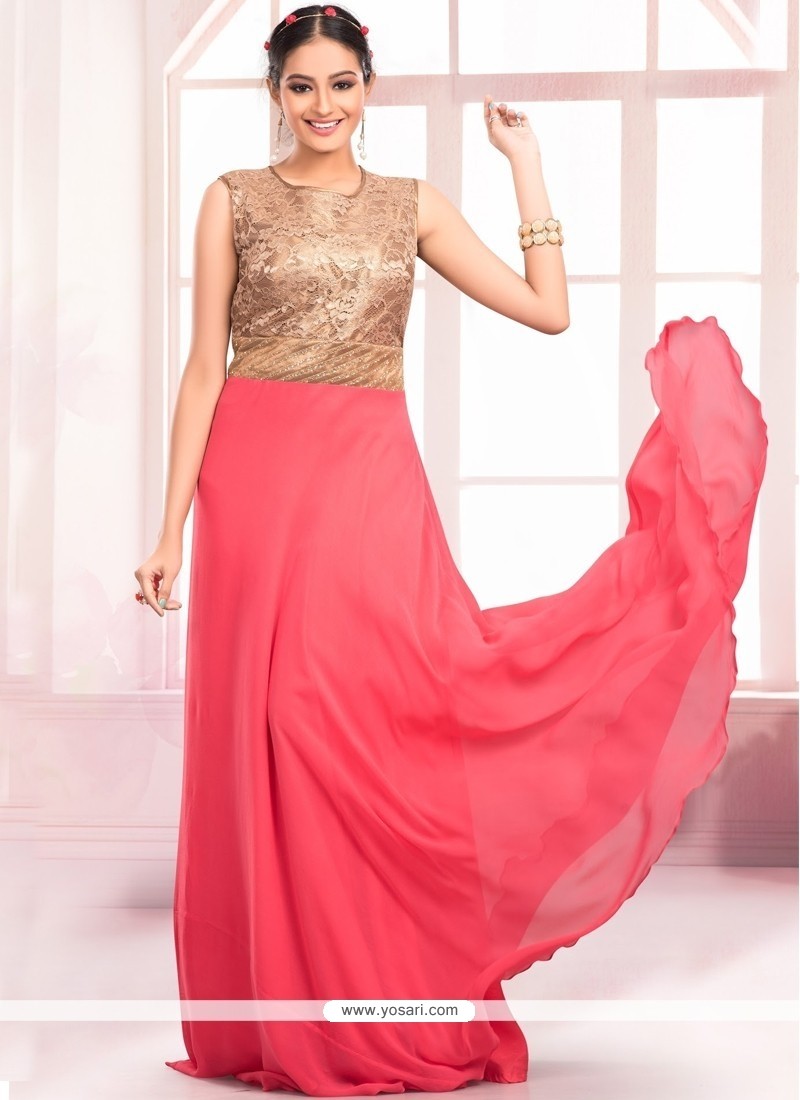 Whimsical Sequins Work Floor Length Gown