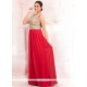 Extraordinary Faux Georgette Red Floor Length Gown