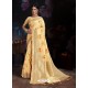 Pretty Yellow Banarasi Cotton Silk Designer Saree