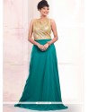 Immaculate Sequins Work Faux Georgette Teal Floor Length Gown