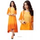 Yellow And Orange Shaded Rayon Slub Readymade Kurti