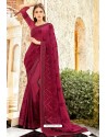 Rose Red Georgette Embroidered Party Wear Saree
