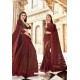 Deep Scarlet Georgette Embroidered Party Wear Saree