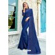 Navy Blue Georgette Embroidered Party Wear Saree