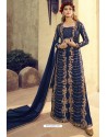 Navy Blue Georgette Embroidered Party Wear Anarkali Suit