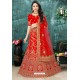 Splendid Red Satin Resham Embroidered Bridal Lehenga Choli