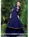 Blue Georgette Embroidered Work Floor Length Gown