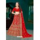 Attractive Red Velvet Resham Embroidered Bridal Lehenga Choli