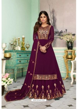 Purple Georgette Embroidered Party Wear Suit