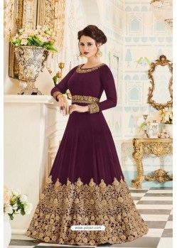 Deep Wine Georgette Embroidered Designer Party Wear Suit