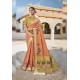 Light Orange Cotton Jacquard Designer Saree
