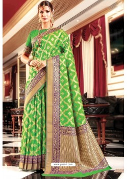 Green Banarasi Silk Jacquard Work Saree