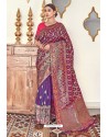 Purple Silk Zari Worked Designer Saree