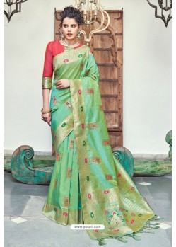Green Silk Zari Worked Designer Saree