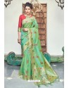 Green Silk Zari Worked Designer Saree