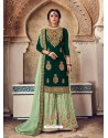 Dark Green Bluming Georgette Embroidered Palazzo Suit