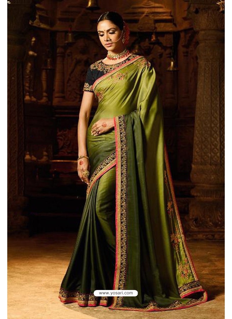 Green Silk Party Wear Saree