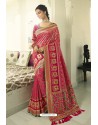 Fuchsia Silk Embroidered Designer Saree