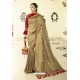 Lovely Taupe Silk Embroidered Designer Saree