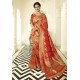 Red Silk Embroidered Designer Saree