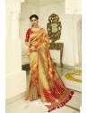 Golden Silk Embroidered Designer Saree