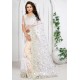 White Net Resham Embroidered Designer Saree