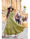 Green Pure Maslin Digital Printed Gown