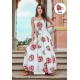 White Pure Maslin Digital Printed Gown