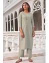 Taupe Linen Cotton Handworked Suit