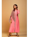 Pink Naisa Silk Readymade Kurti With Scarf