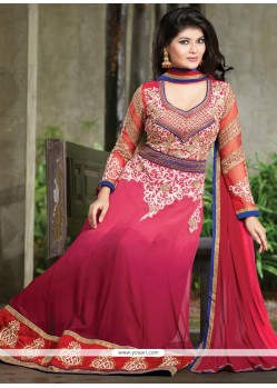 Wine And Pink Shaded Georgette Anarkali Salwar Suit