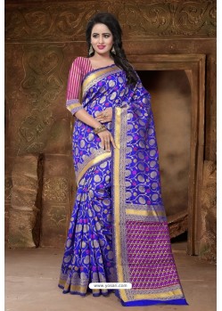 Royal Blue Banarasi Silk Designer Saree