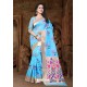 Sky Blue Banarasi Silk Designer Saree