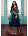 Navy Blue Georgette Embroidered Partywear Suit