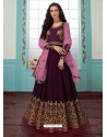 Purple Georgette Embroidered Partywear Suit