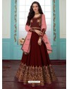 Maroon Georgette Embroidered Partywear Suit