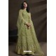 Green Net Embroidery Designer Anarkali Suit