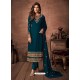 Teal Blue Georgette Party Wear Straight Suit