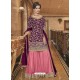 Purple And Pink Soft Net Designer Palazzo Suit