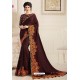 Coffee Brown Natural Fabric Party Wear Designer Saree