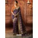 Purple Art Silk Embroidered Designer Saree