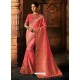 Light Pink Silk Blend Embroidered Designer Saree