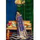 Navy Blue Silk Party Wear Designer Saree